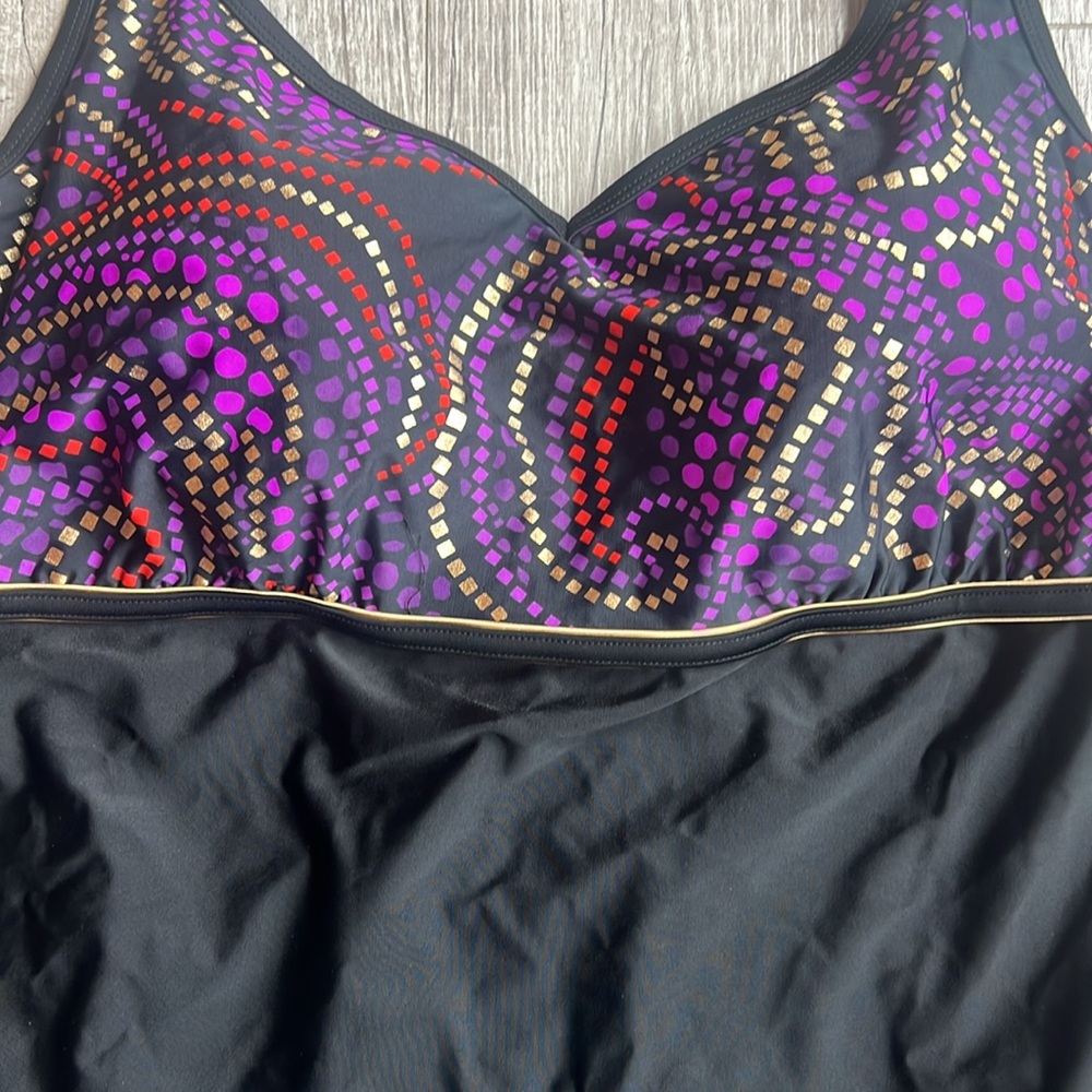 Longitude Geometric Swimdress Swimsuit Women’s Plus Size 26w
